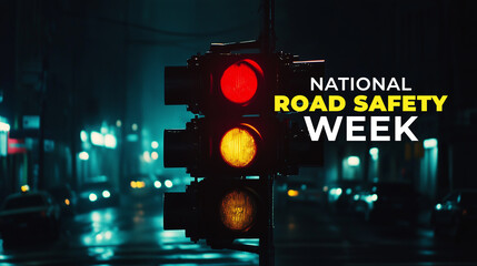 National Road safety week. traffic signal.