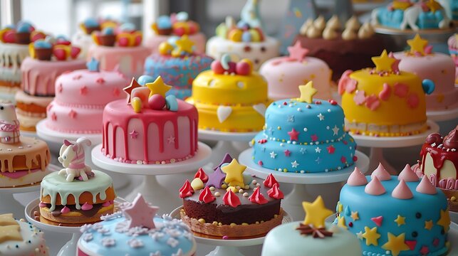Selection of cakes is the selection of bloons and stars