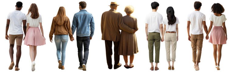 PNG Rear view of a couple set on transparent background