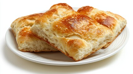 Freshly Baked Golden Brown Flaky Pastries on White Plate