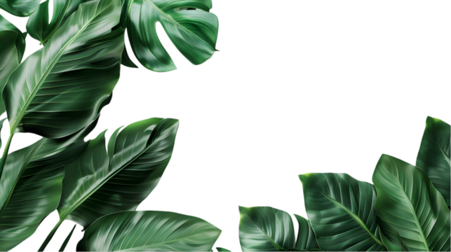 Natural of Tropical green leaves of leaf isolated on a transparent background