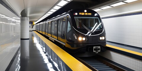 Obraz premium Underground train or subway, city railway