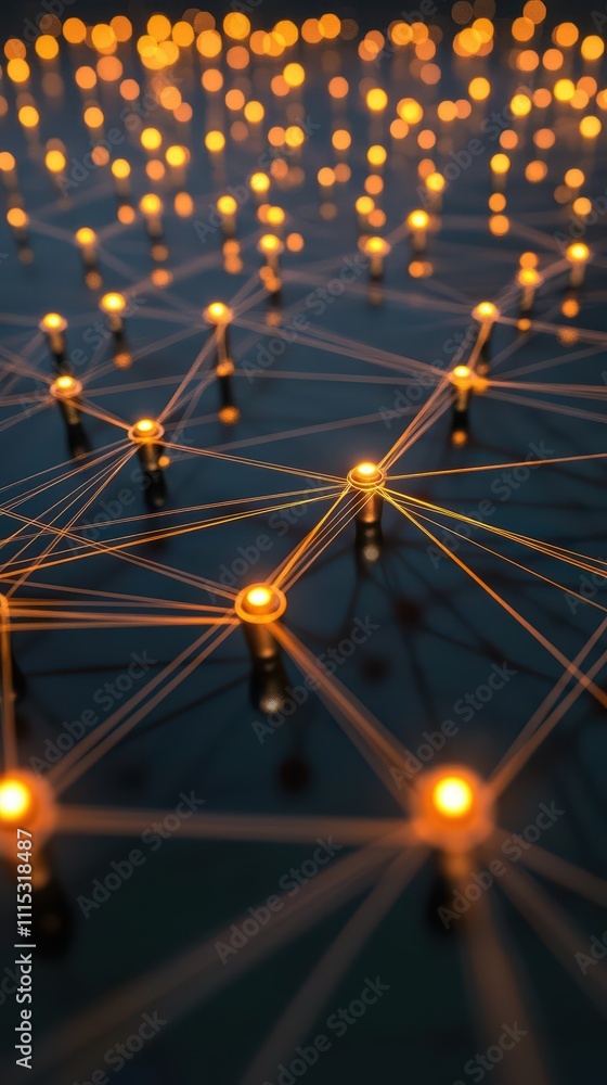 Poster a network of glowing nodes connected by lines, symbolizing connectivity.