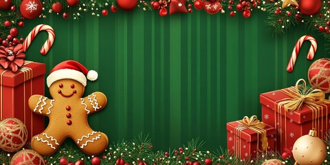 christmas background with gingerbread