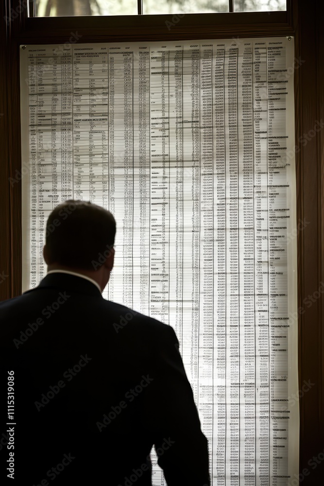 Poster analyzing a complex financial data spreadsheet