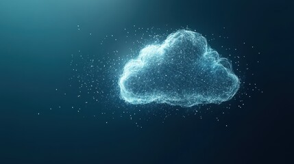 Cloud computing network with cybersecurity design on a fuzzy blue background