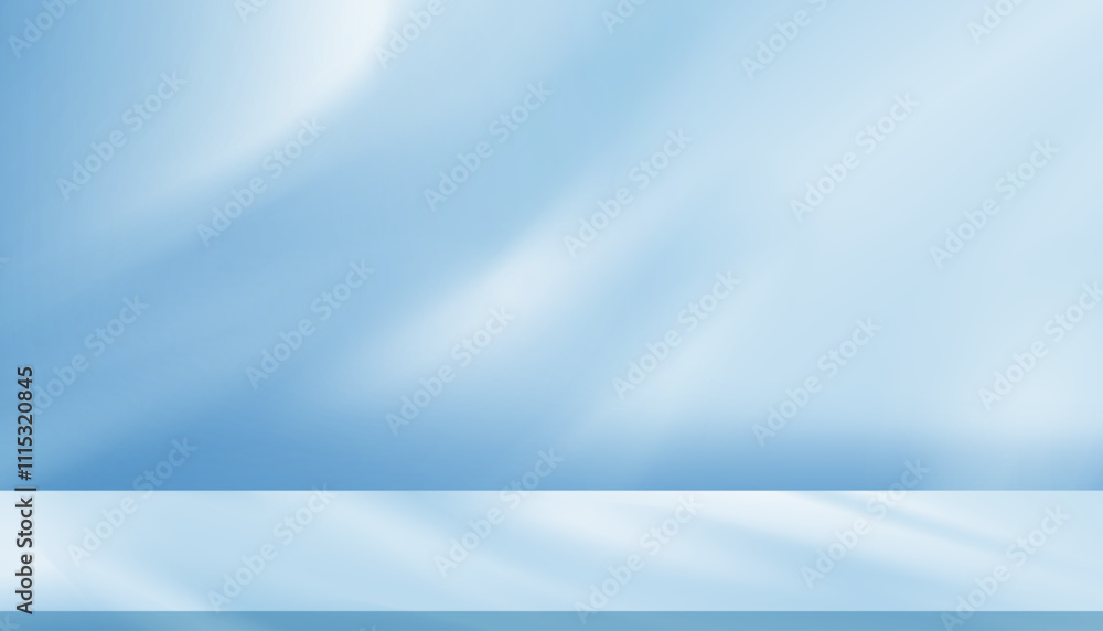 Aufkleber background blue light refraction texture overlay on white wall for product present,3d studio room an