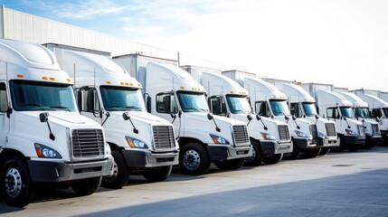 The truck is parked in the parking lot of the transport company.