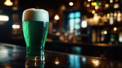 Green Beer in a Pub