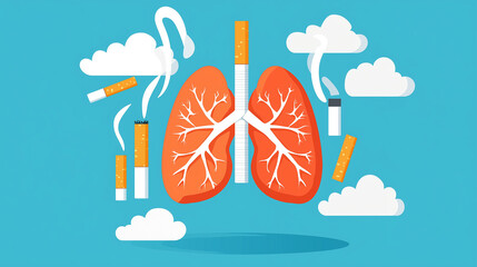 Cigarettes are Hazardous to Your Health Day. lung and Cigarettes background.