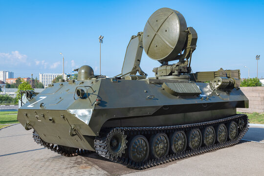 TULA, RUSSIA - JULY 15, 2024: Mobile radar for reconnaissance and correction of ground artillery firing ARK-1 "Lynx". An exhibit of the Museum of Weapons