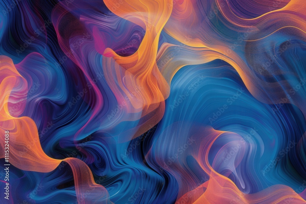 Poster abstract pattern of warm, swirling colors creates a dynamic visual experience in an artistic composi