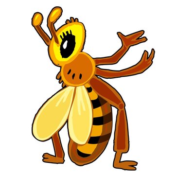 loral Bee, Cartoon Illustration. honey bee standing, vector drawing, ipg