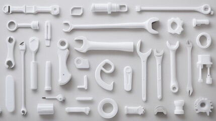 Fototapeta premium Lay the bone white gear wrench flat and compact tool on a clean surface.