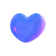 3D heart hologram gradient. 3d y2k chrome metal heart. Render vector holographic