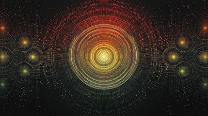 Fototapeta premium Abstract black background with Colorful geometric lines. Digital future technology . Abstract business connection of lines from nodes innovation of communication in the network.