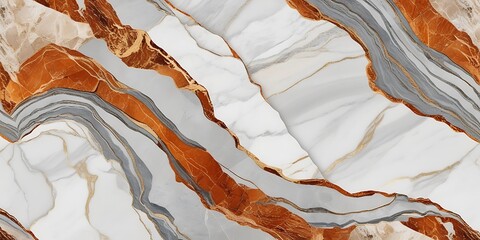 Marble stone abstract background, orange, white and gray combination random pattern natural waves of solid stone surface