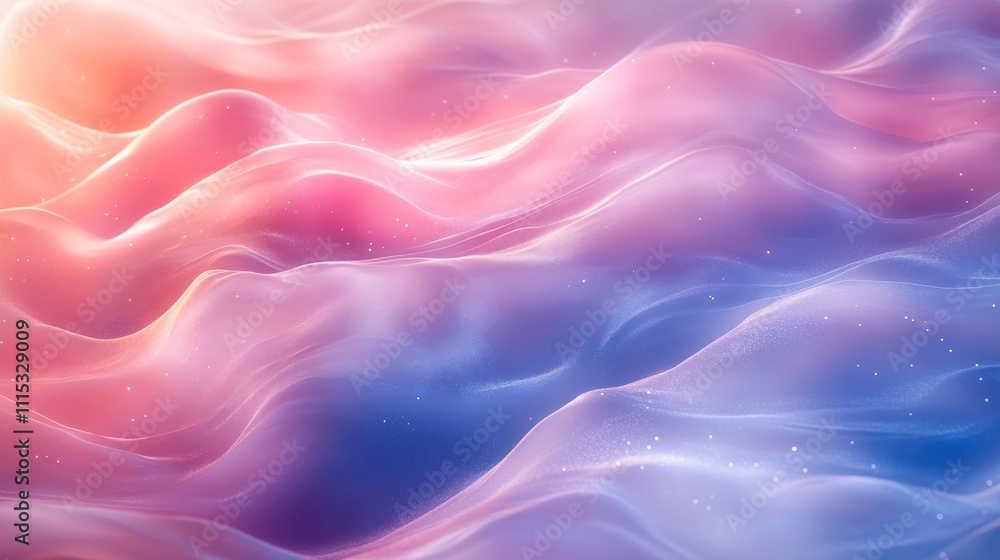 Poster Abstract pastel wave pattern with soft hues and gentle flow, ethereal background concept