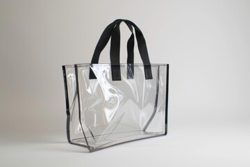 Clear tote bag with black handles designed for versatile daily use, showcasing modern simplicity in fashionable accessory trends