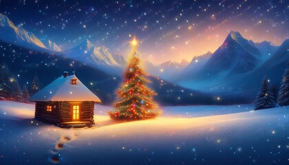 Fototapeta premium Winter atmospheric landscape. Christmas background