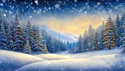 Winter atmospheric landscape. Christmas background