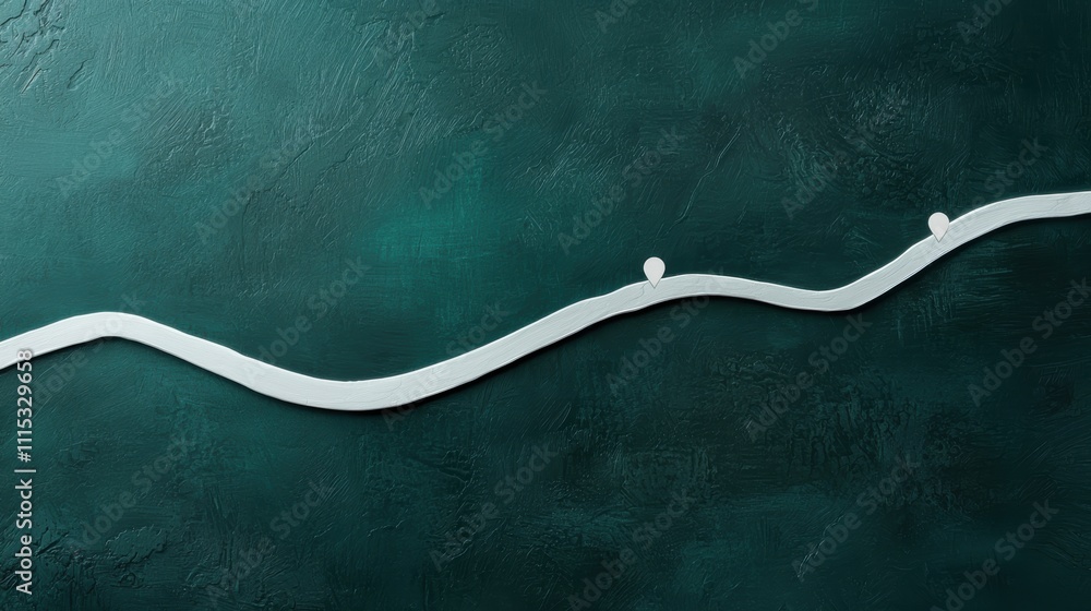 Poster a wavy white line flows across a textured dark green surface, creating a striking contrast and an ab