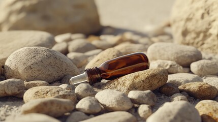 Amber Dropper Bottle on Pebble Beach
