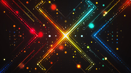 Obraz premium Abstract black background with Colorful geometric lines. Digital future technology . Abstract business connection of lines from nodes innovation of communication in the network.
