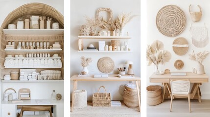 Obraz premium Cozy Neutral-Toned Boho-Inspired Home Decor