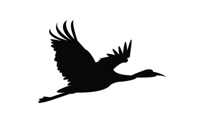 Obraz premium Flying Crane Bird Silhouette Design And Vector Illustration. 