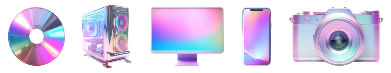 Fototapeta premium PNG Technology electronic device set on transparent background