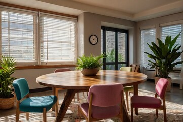 Fototapeta premium a_cozy_smallteam_meeting_room_featuring_a_rou