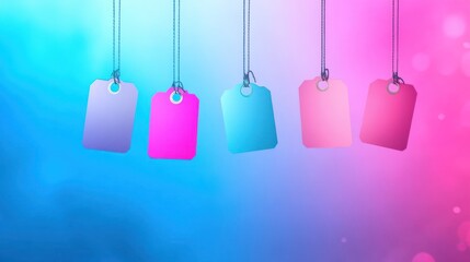 Blank Tags Hanging on a Gradient Background