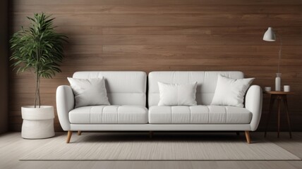 Fototapeta premium Vintage Living Room 3D Rendering with Empty Poster Frame 