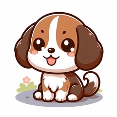 Fototapeta premium Chibi Dog Illustration in Cute Flat Style on White Background