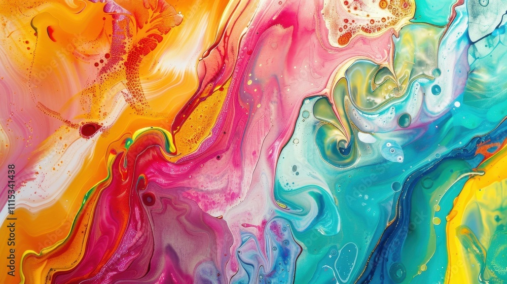 Aufkleber a vibrant abstract painting with swirling colors and dynamic patterns.