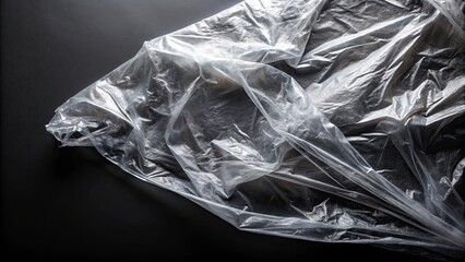 Wrinkled plastic wrap overlay on black background, wrinkle,shiny, plastic, wrap, overlay, black, background, texture