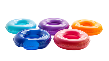 Set of Colorful swim inflatable ring or rubber ring isolated on a transparent background