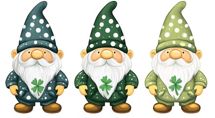 St. Patrick's Day gnomes with polka dot hats, shamrocks