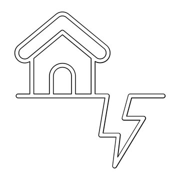 house on cracked ground outline clip art preview