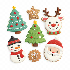 abstract 3d Christmas icon symbols isolated on white background