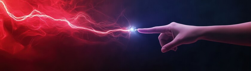 Fototapeta premium Hand Manipulating Quantum Energy: A Visual Representation of Control Over Quantum Forces and Potential