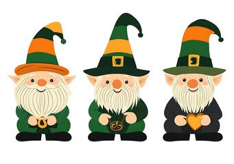 St. Patrick's Day Gnomes, hats in green and orange stripes