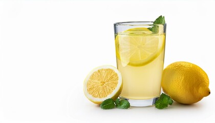 glass of lemonade isolated on white background