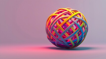 Fototapeta premium Colorful Abstract Sphere with Twisted Strands