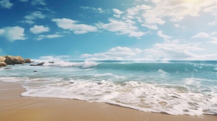 Obraz premium Peaceful Beach Seascape with Blue Sky