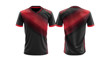 Sport jersey template with front and back view isolated on a transparent background