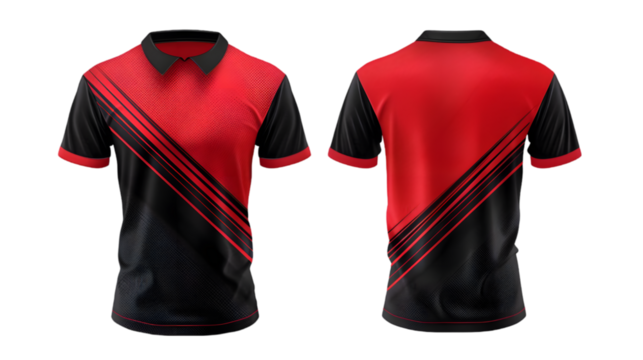 Sport jersey template with front and back view isolated on a transparent background