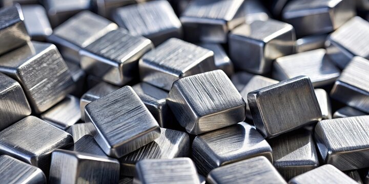 Close up of ferrotitanium alloy adding strength and durability to steel and alloy materials, ferrotitanium, close up