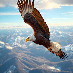 3d eagle rendering while flying